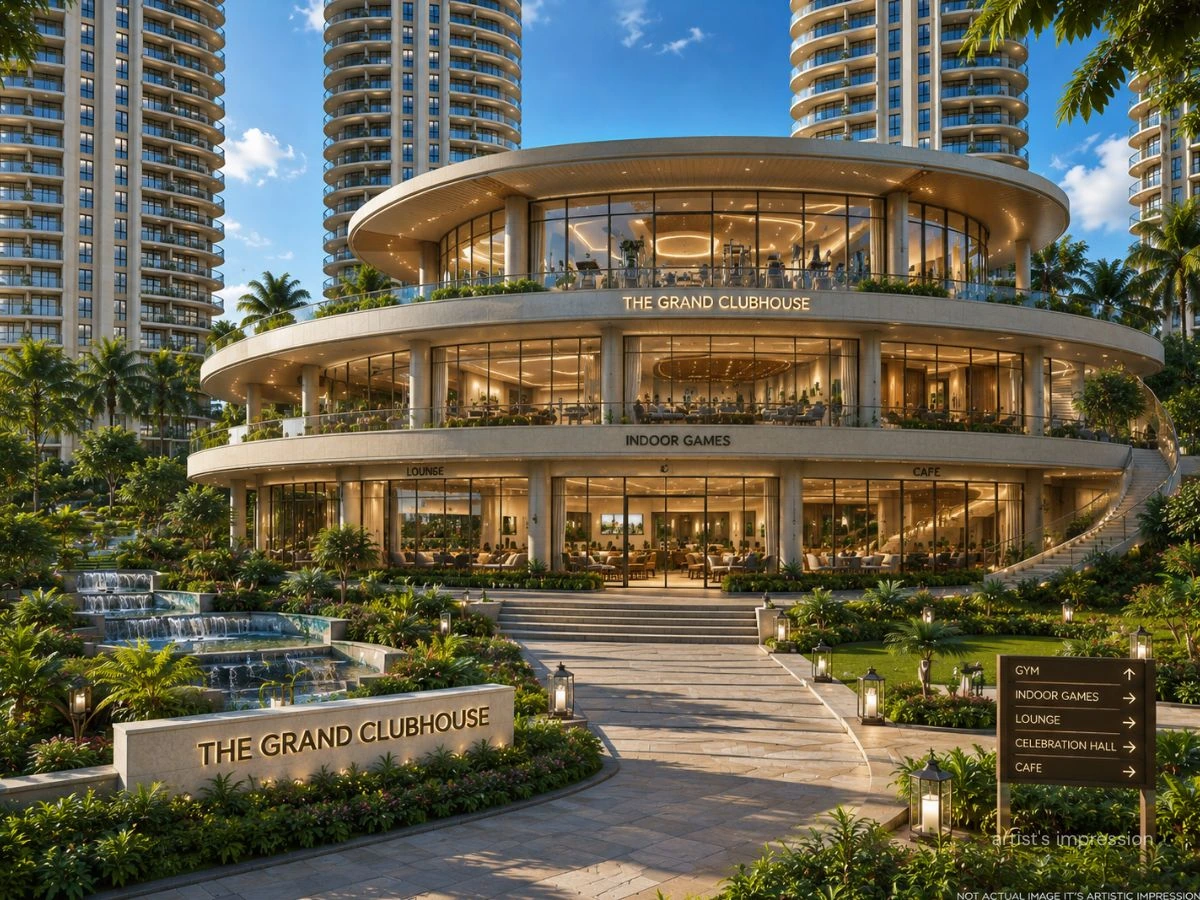 The Grand Clubhouse at Prestige Thane with gym, lounge and cafe
